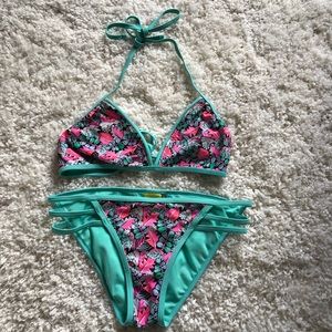Floral LA Hearts bikini